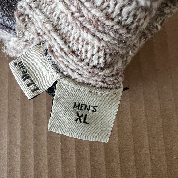 Men's L.L. Bean Gloves, Prima Loft, Wool Knit XL, Brown Leather Palms, Like New! - Picture 5 of 11